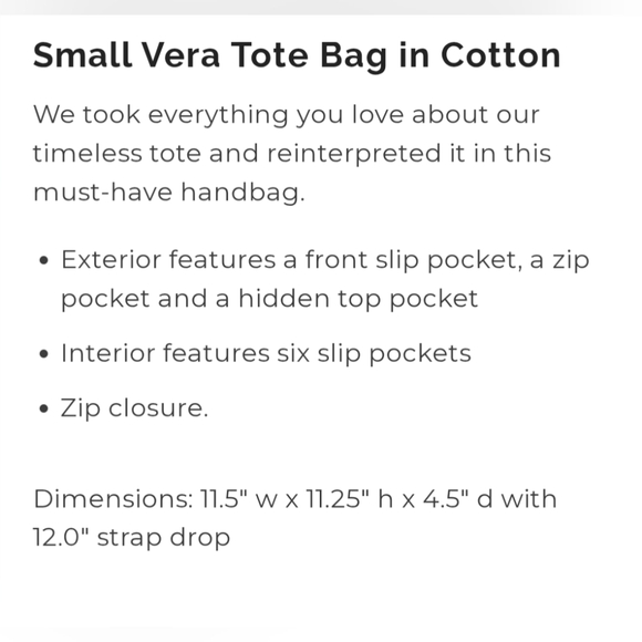 Small Vera Tote in Paradise Coral NWT - Picture 5 of 6